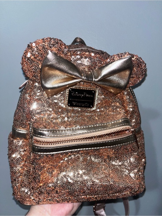 Loungefly Handbags - Loungefly Disney Parks Rose Gold Sequined Mini Backpack